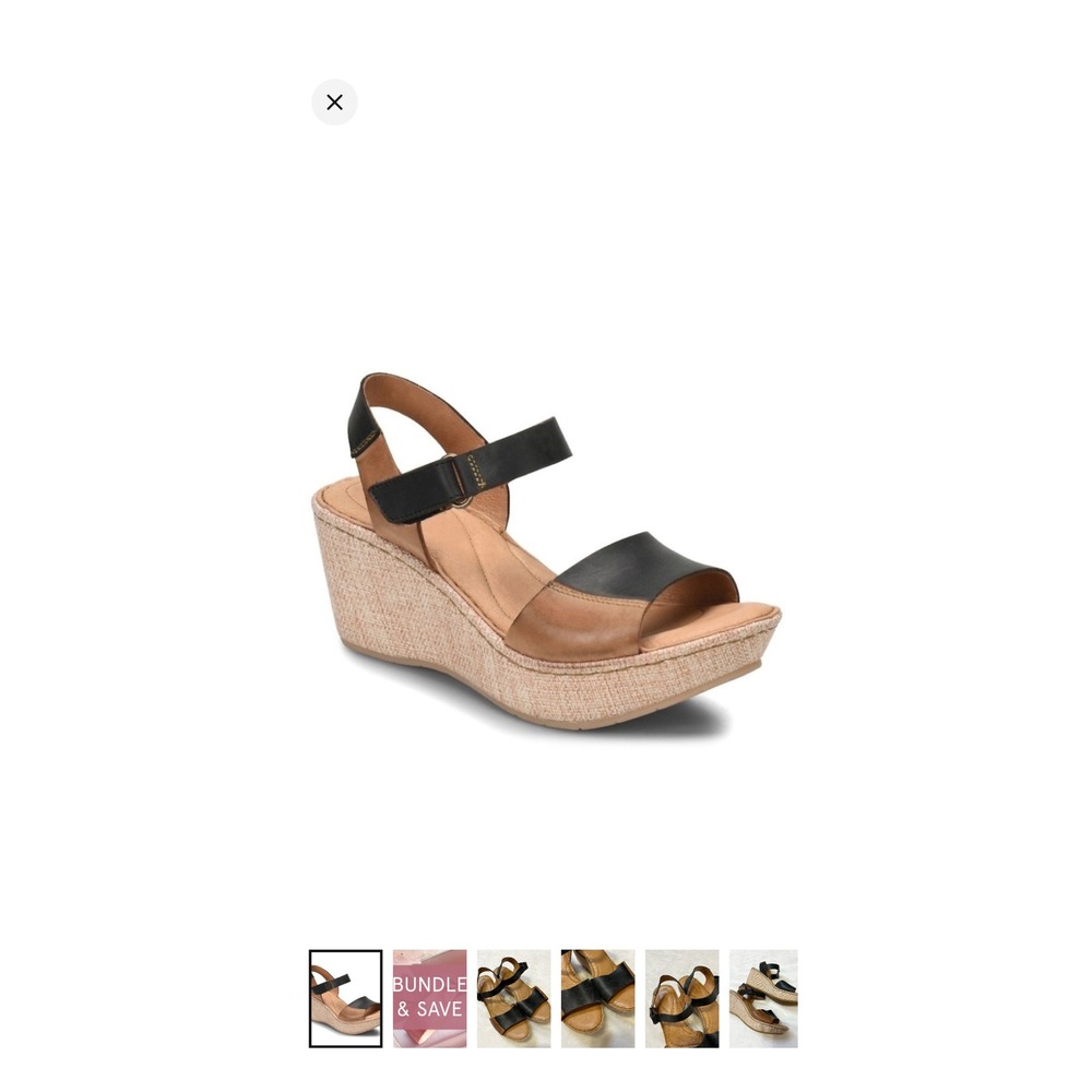 Born Nectar Leather Wedge Sandals Brown Black Two Tone Open Toe Women 10 Comfort